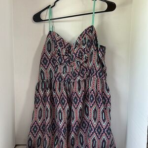 Xhilaration spaghetti strap geometric smocked mini dress size extra large